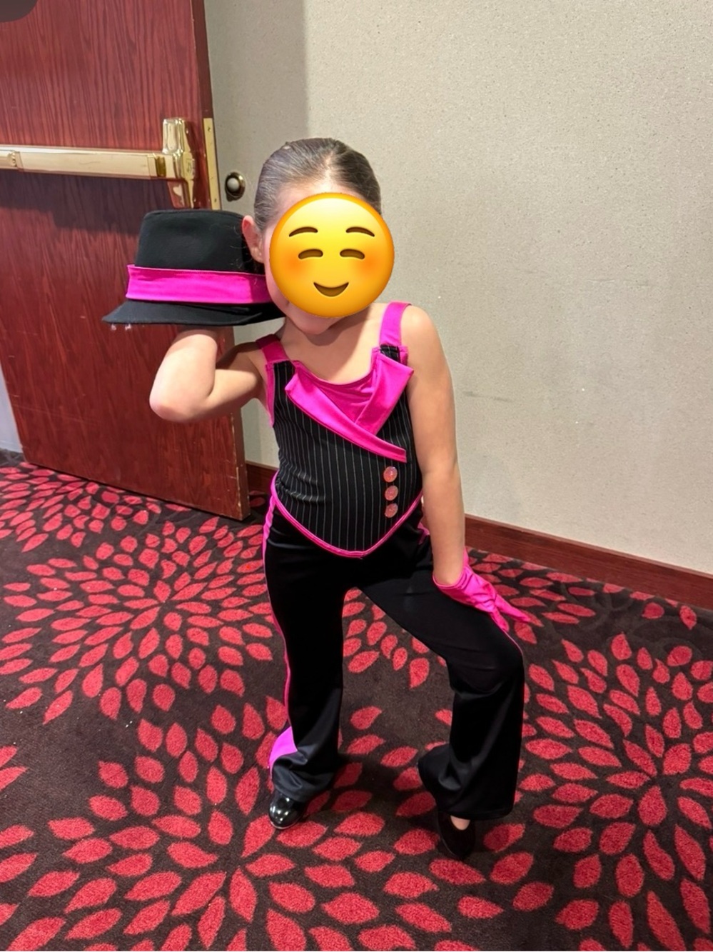 Girls Black and Hot Pink Dance Costume - With hat